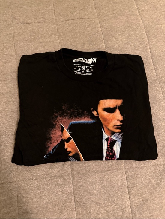 Beyond unkown Other - American Psycho Black Graphic Men's Cotton Tee with Portrait Print